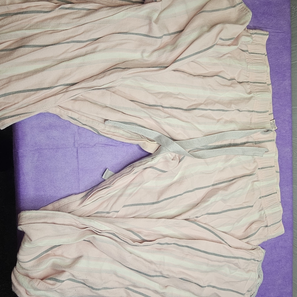 Victoria's Secret Pink and Gray Striped Pajama Pants